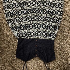 Navy blue with pattern dress laced top